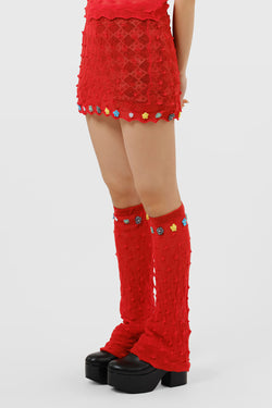 BorLor Legwarmers in Red Gauzy Wool