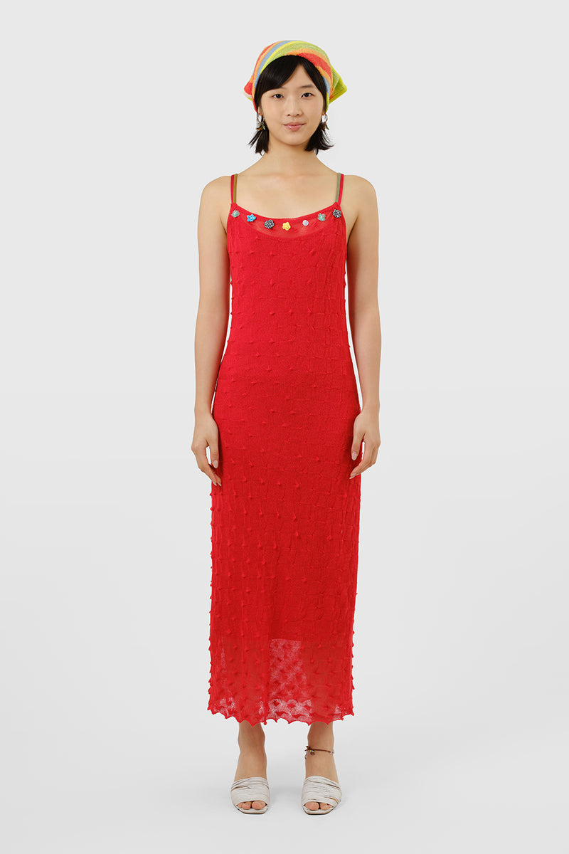 BorLor Cami Dress in Red Gauzy Wool