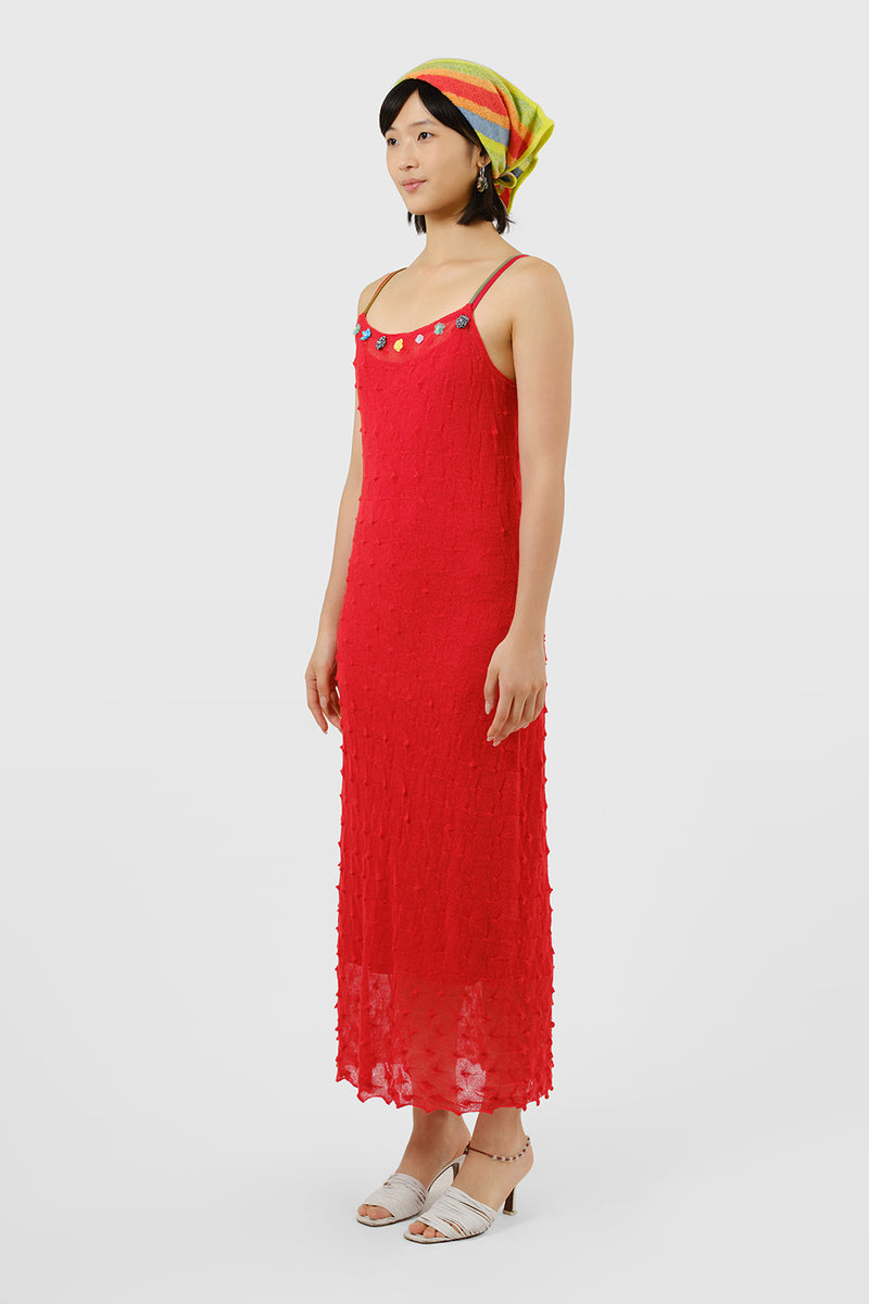 BorLor Cami Dress in Red Gauzy Wool