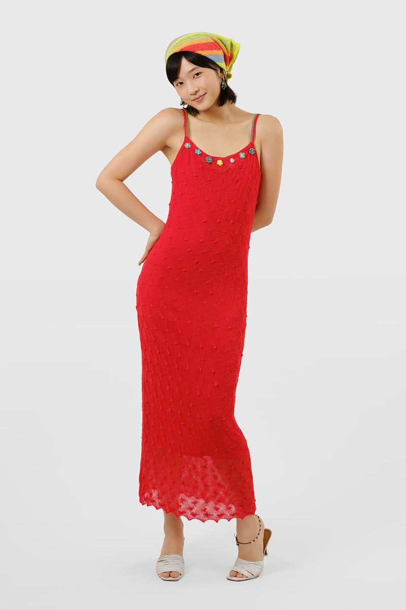 BorLor Cami Dress in Red Gauzy Wool