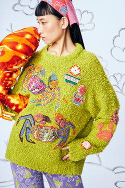 Crab Oversized Pullover in Sprout Boucle