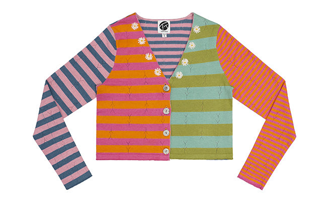 Daisy Linen Stripe V-Neck Cardigan