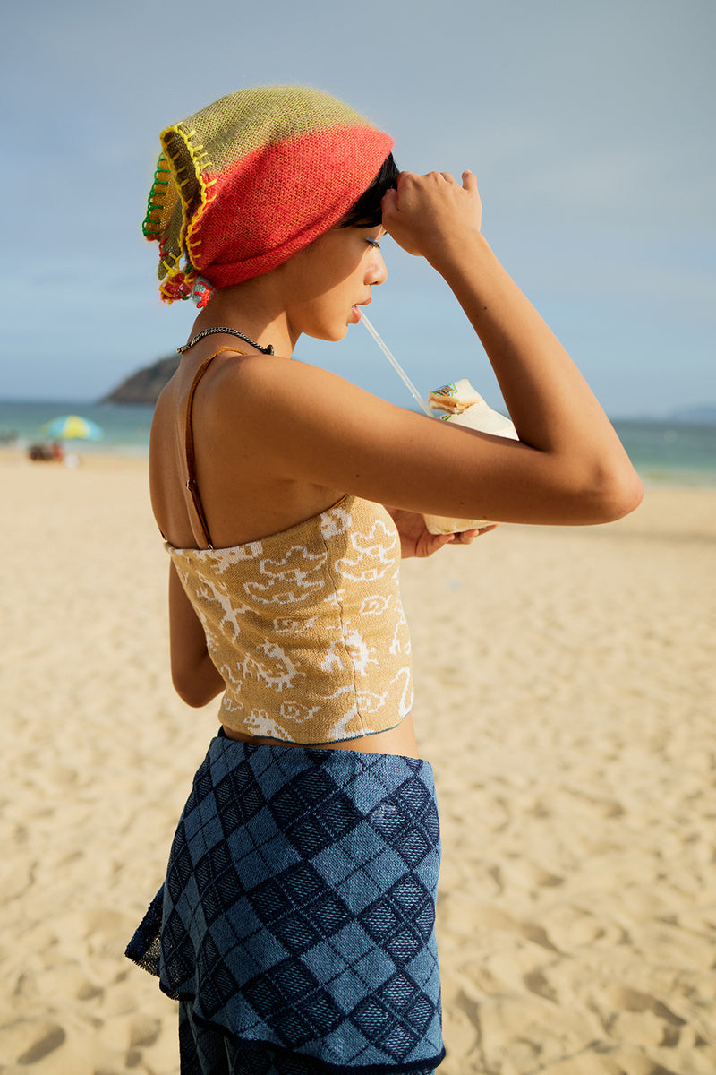 Charms Camisole in Sand Linen Jacquard