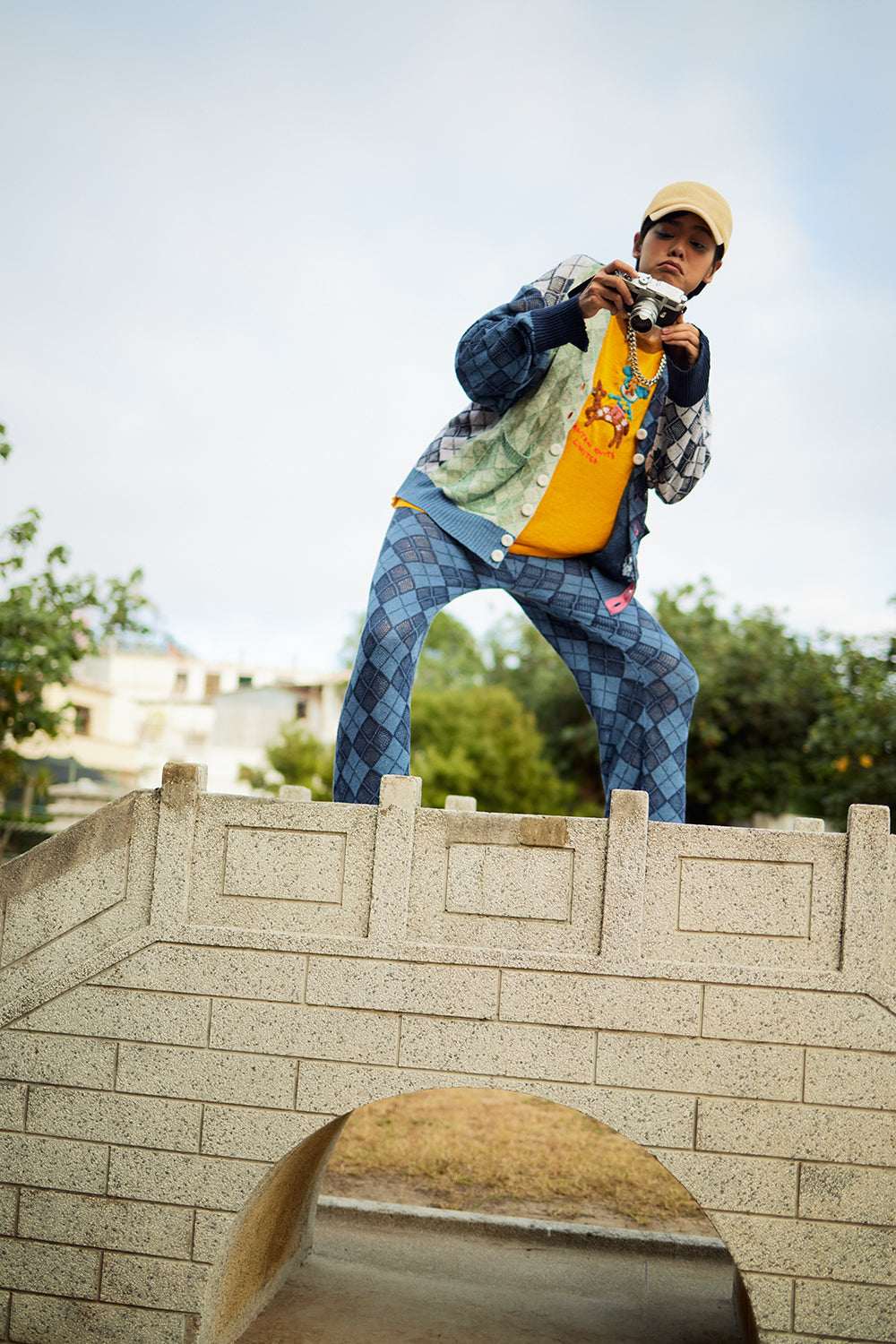 Argyle Easy Beach Pant with Apron Set