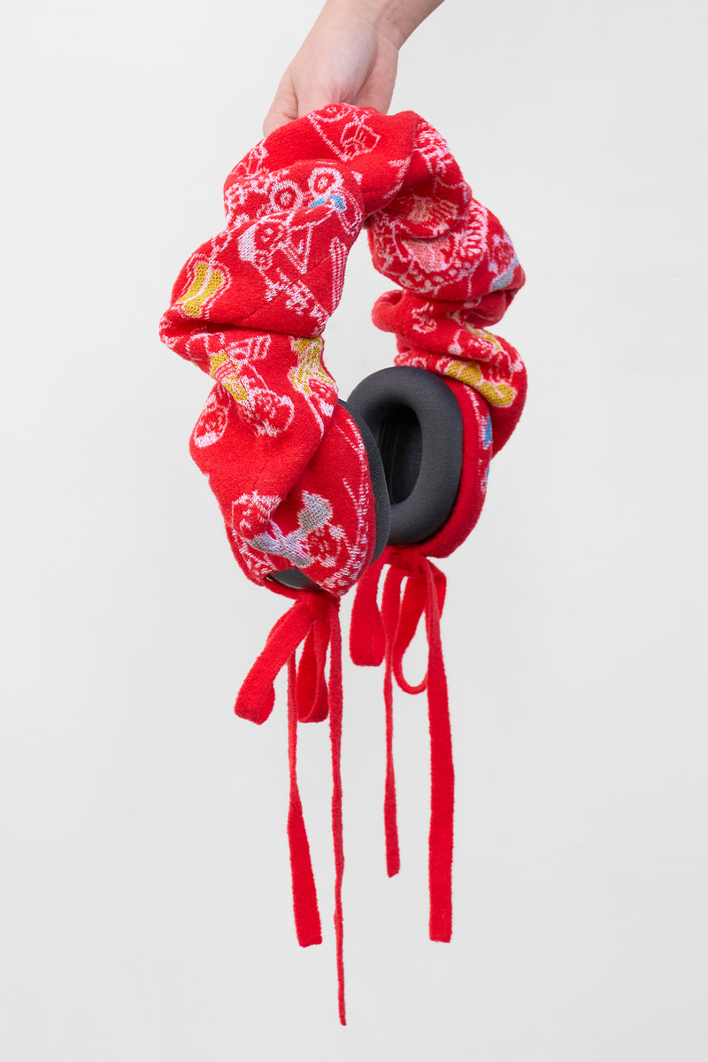 Laza Headset Cozy in Red Jacquard