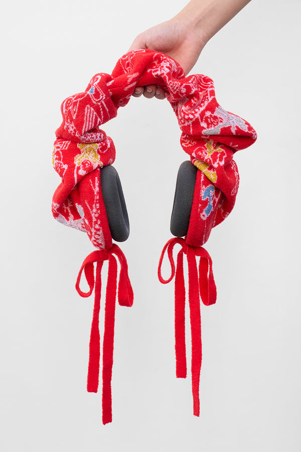 Laza Headset Cozy in Red Jacquard