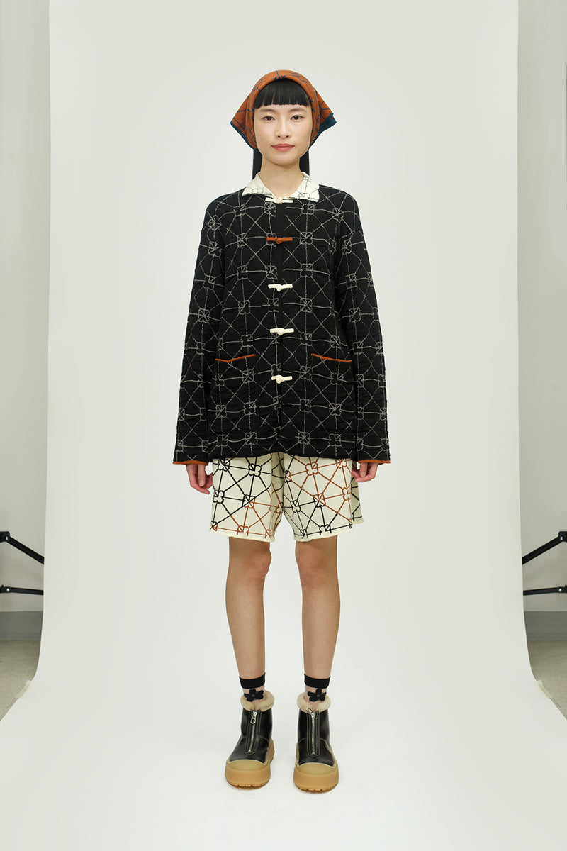 *2 colorways~~* June Work Jacket in Black Crinkle Jacquard and in Ivory Cotton Jacquard