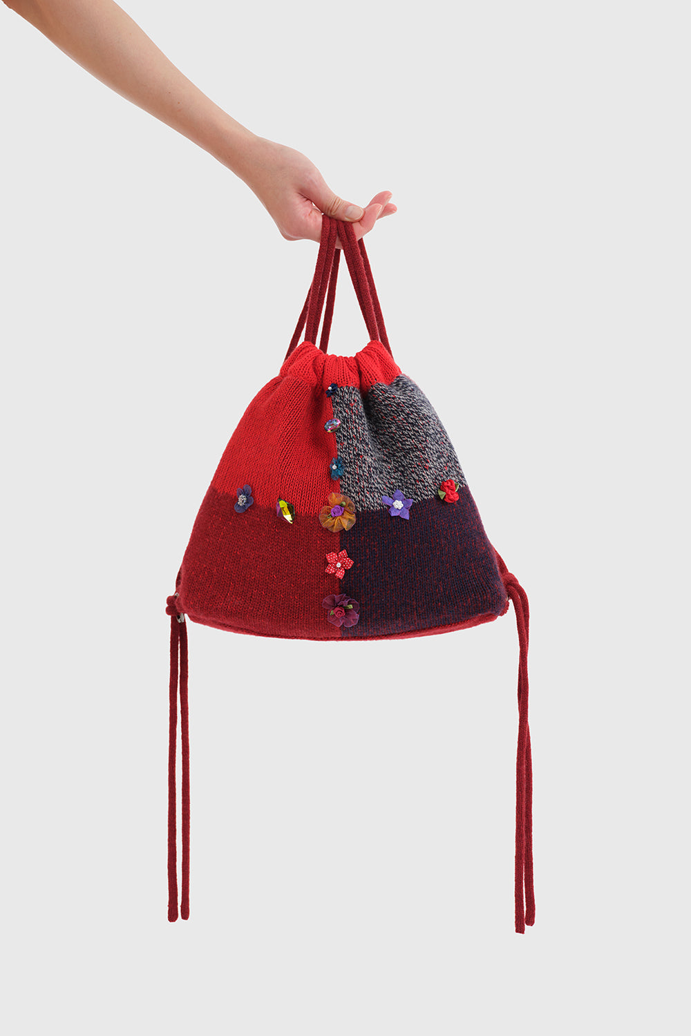 Embellished Check Drawstring Backpack