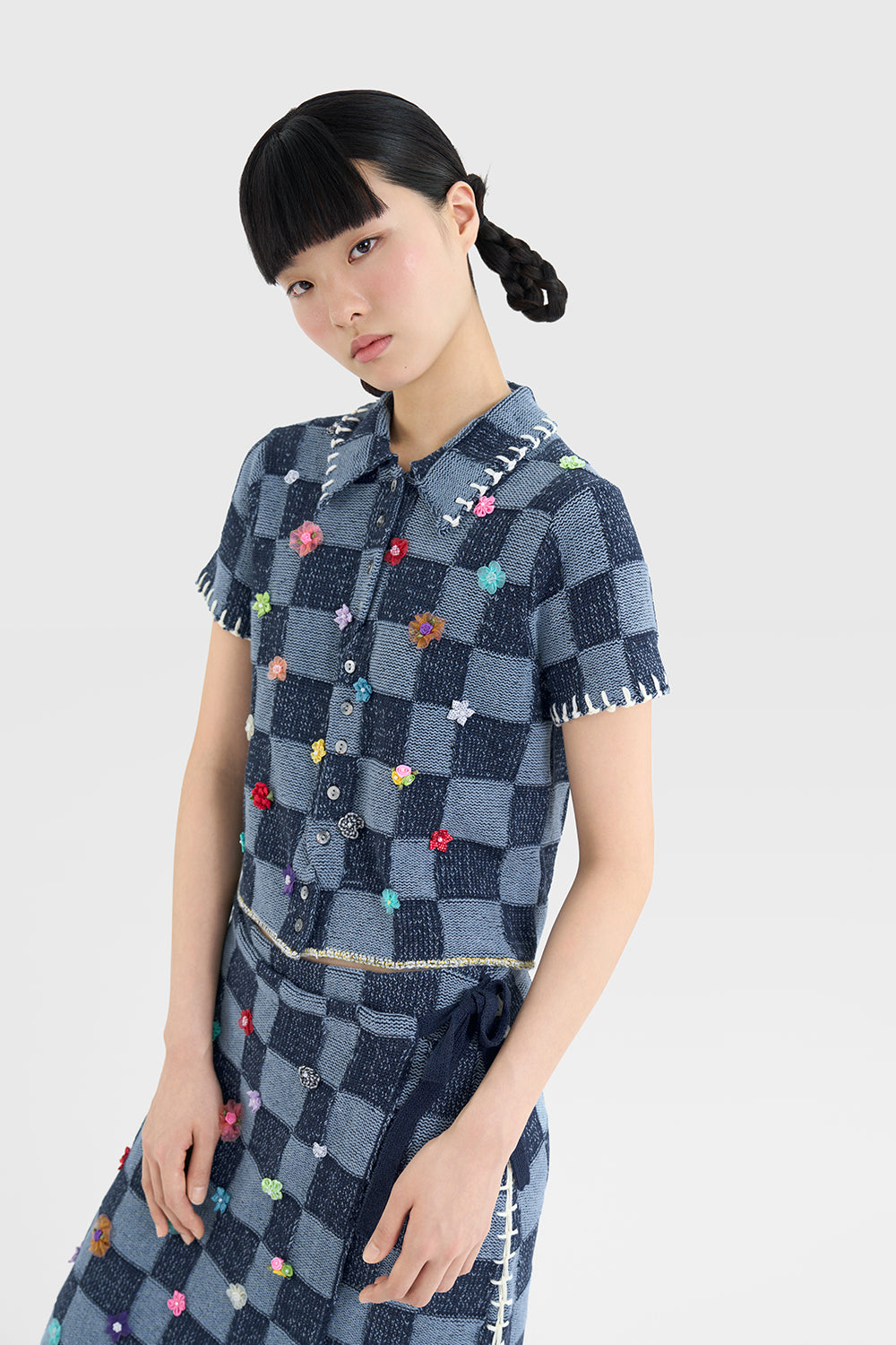 NEW IN!! Embellished Check SS Shirt