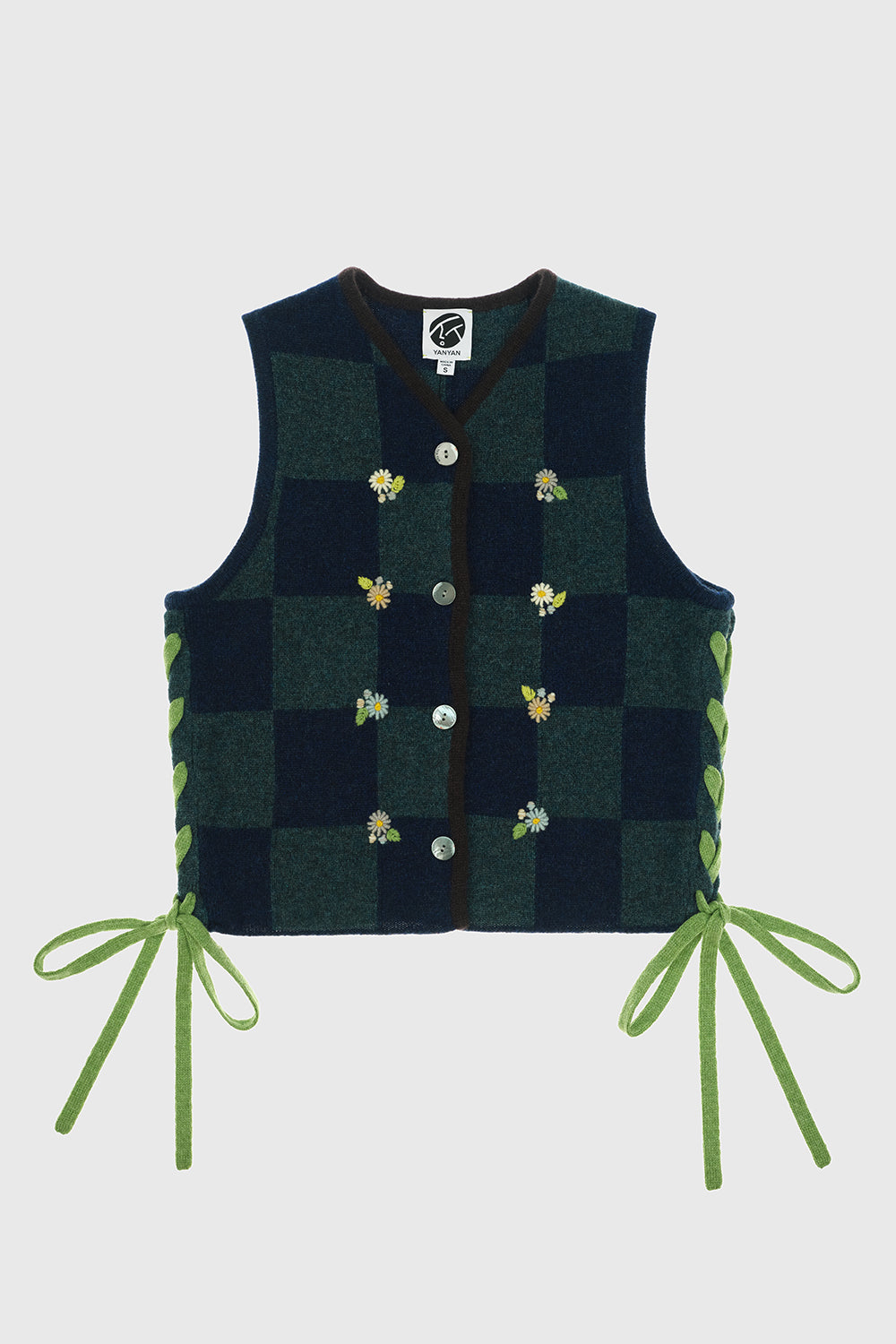 Daisy Check V-Neck Boxy Waistcoat