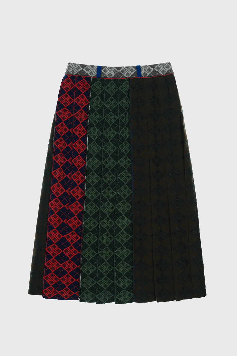 Argyle Pleated Midi Skirt