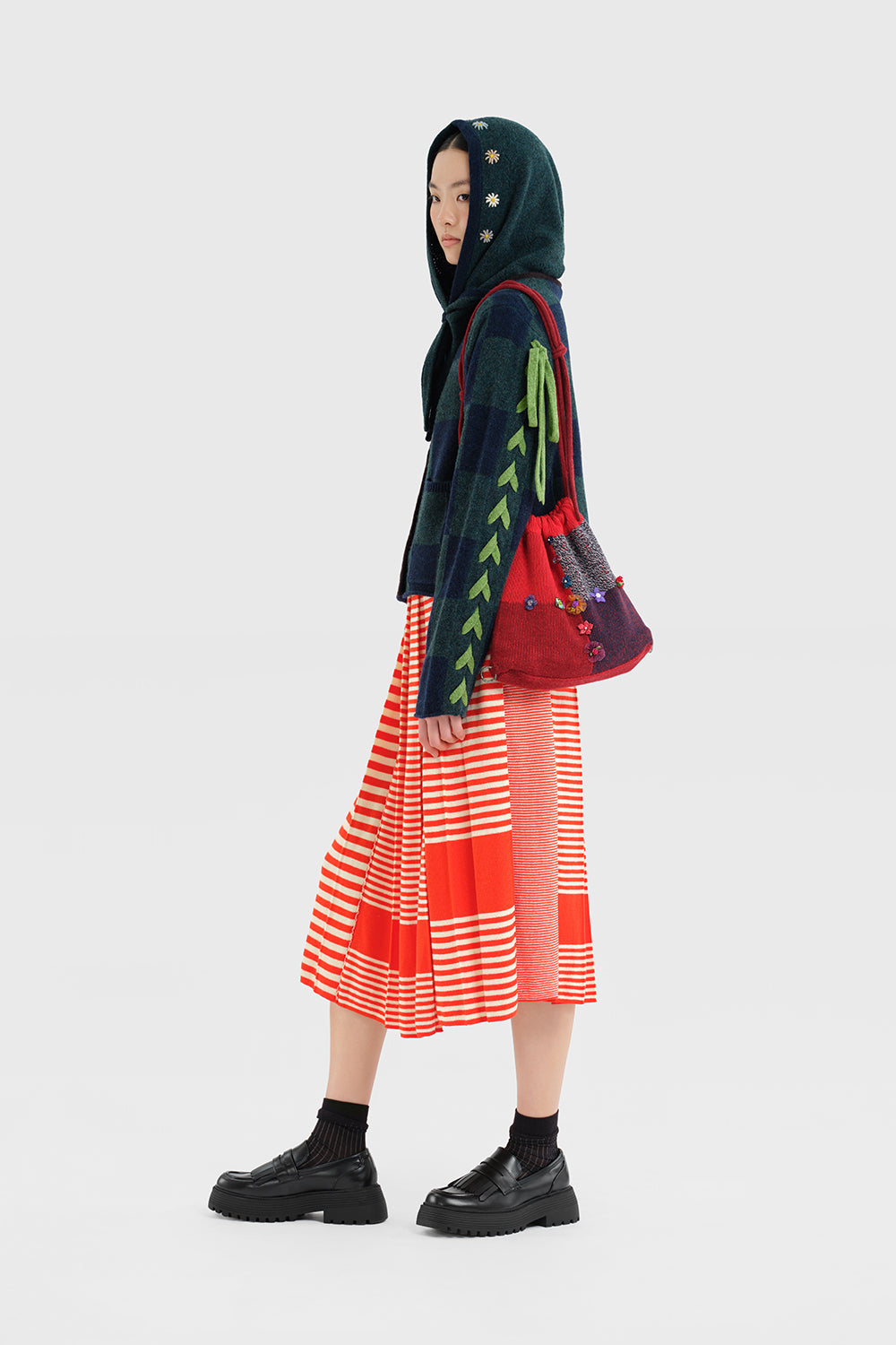 Embellished Check Drawstring Backpack