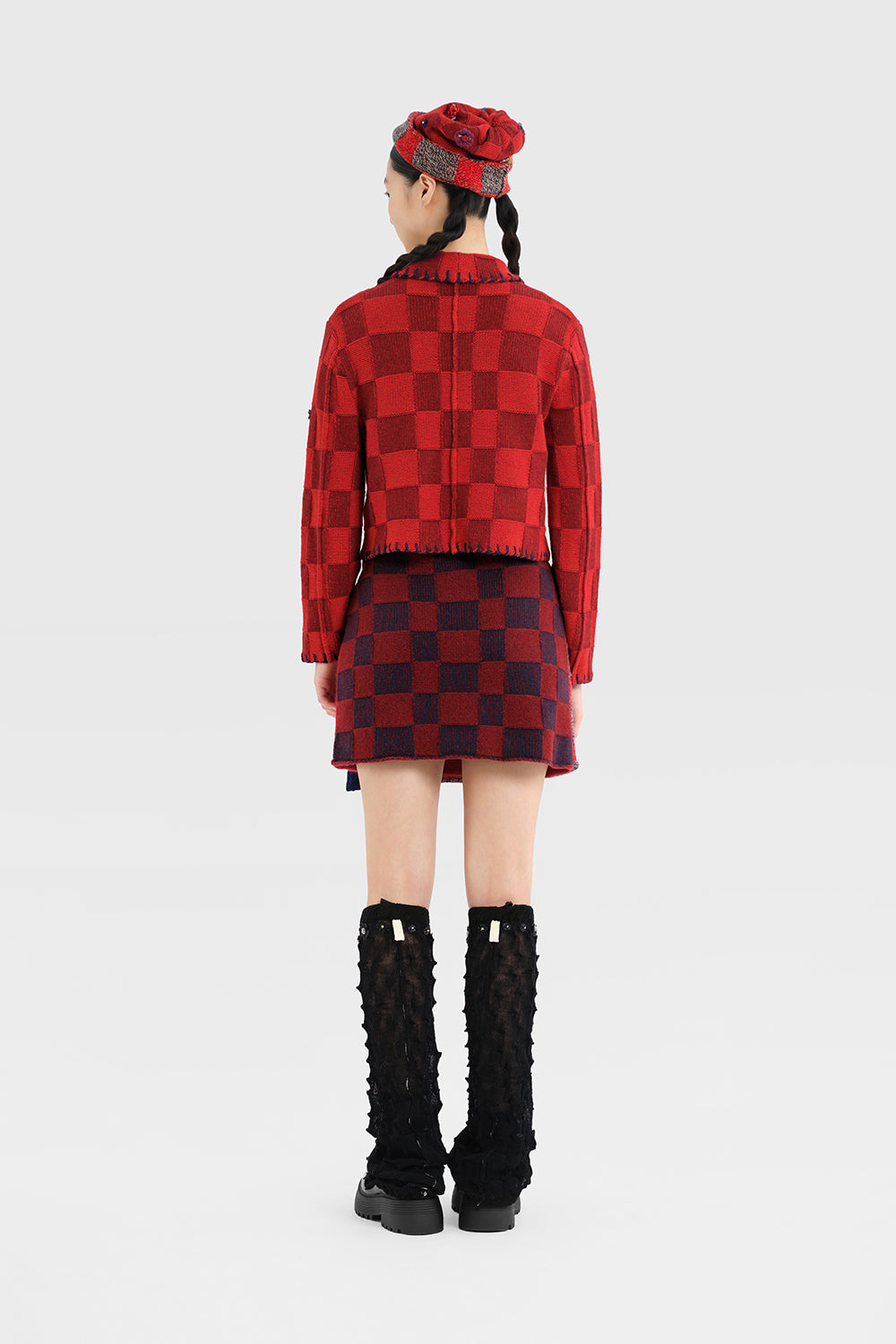 Embellished Check Beanie