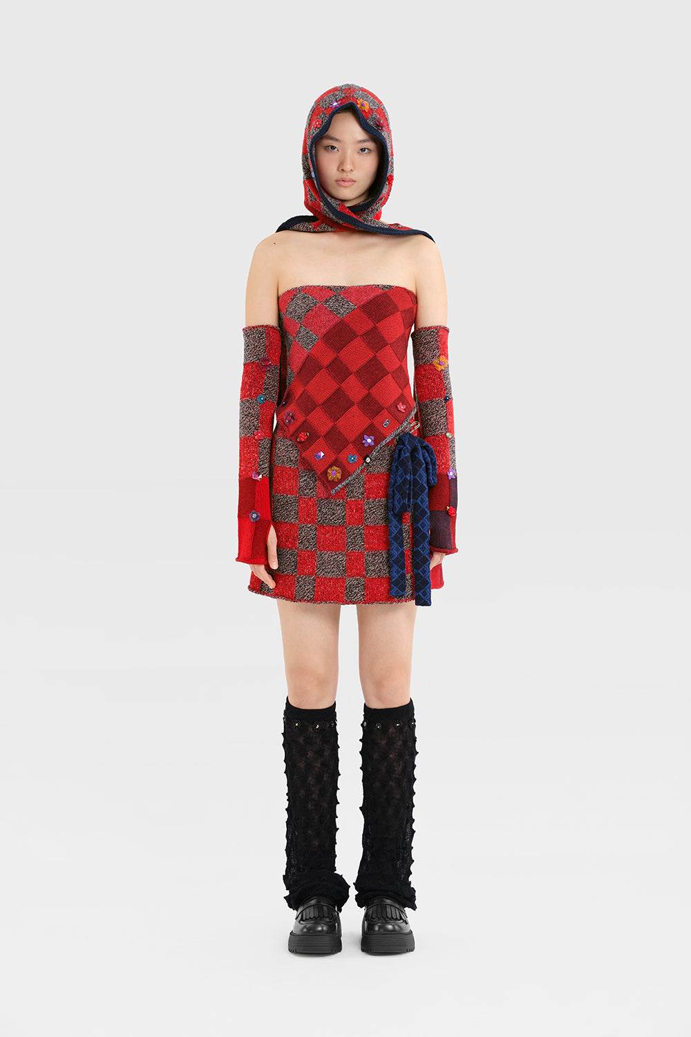 Embellished Check Armwarmers