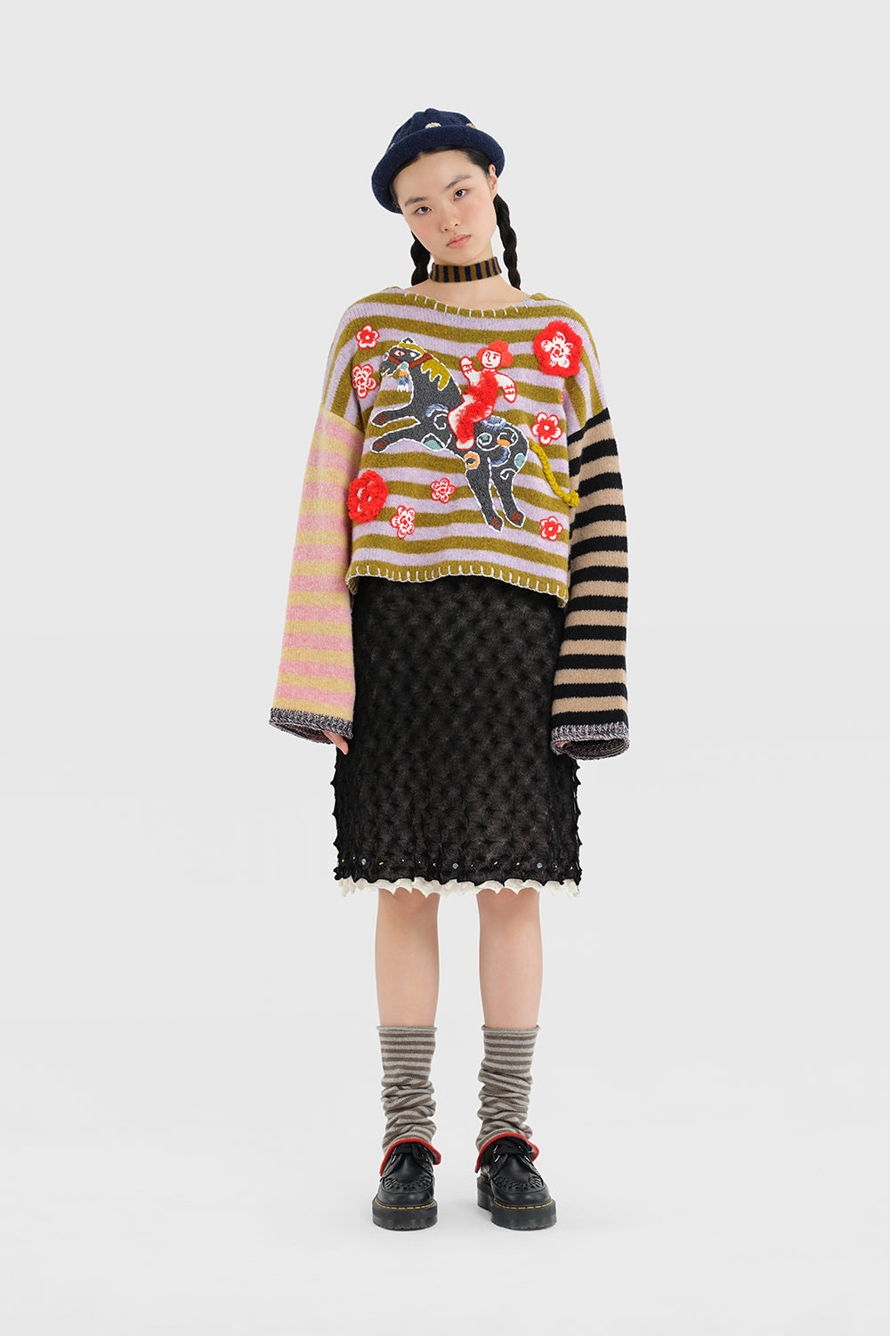 Fuzzy Horse Boatneck Pullover