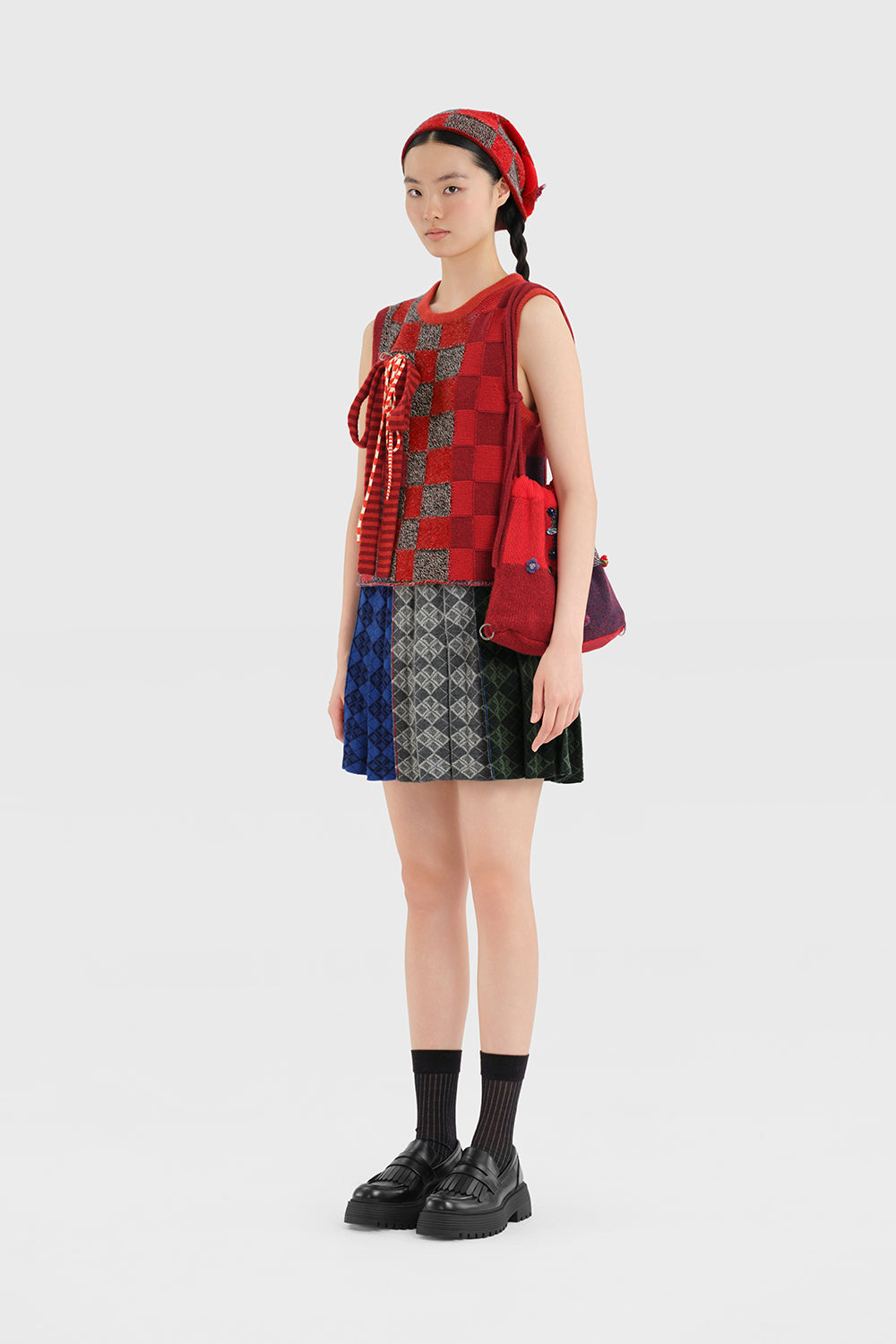 Embellished Check Beanie