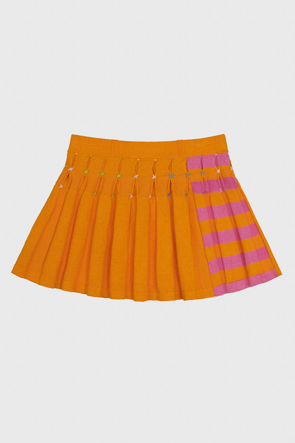 Daisy Linen Stripe Pleated Mini Skirt