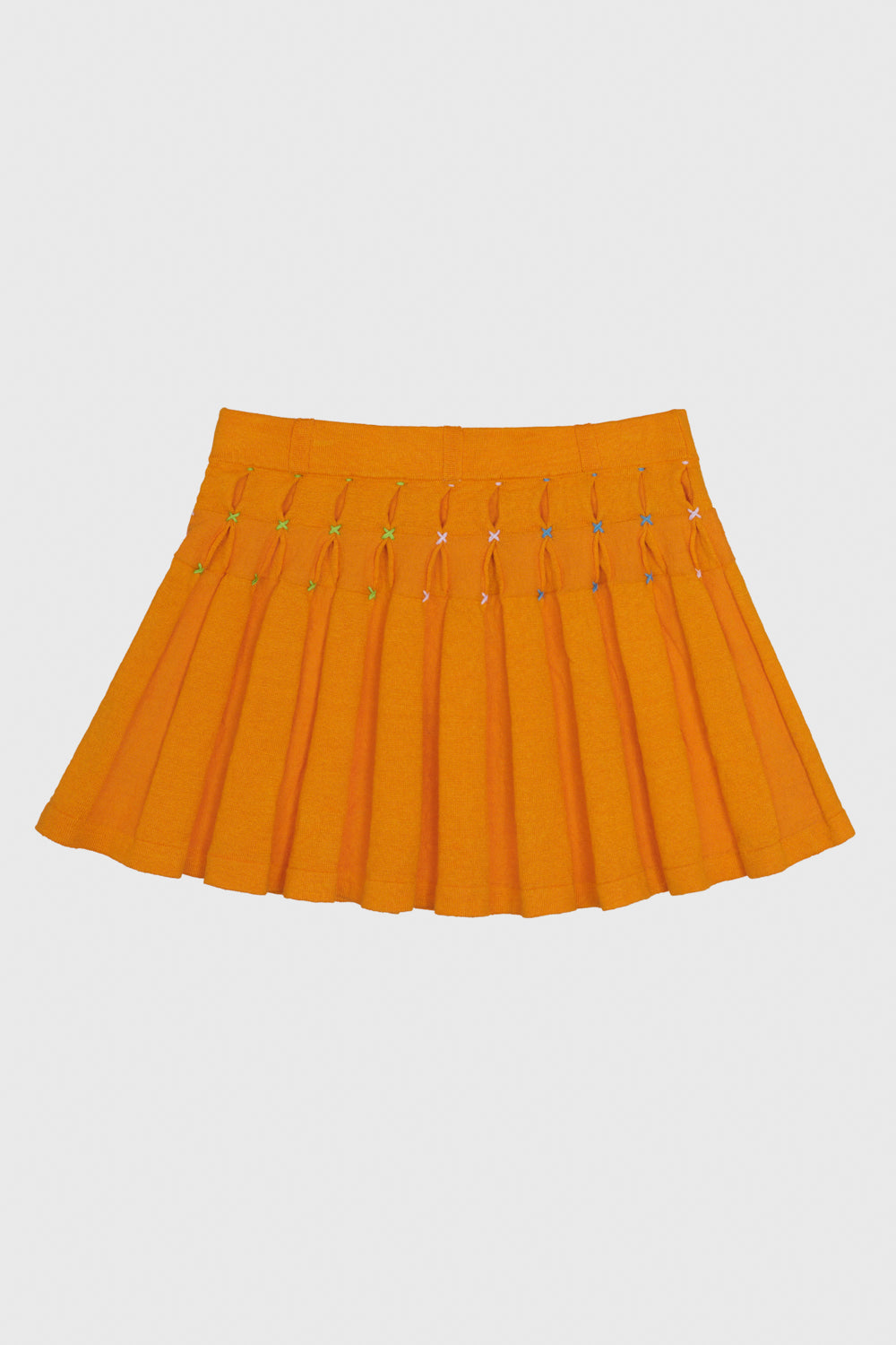 Daisy Linen Stripe Pleated Mini Skirt