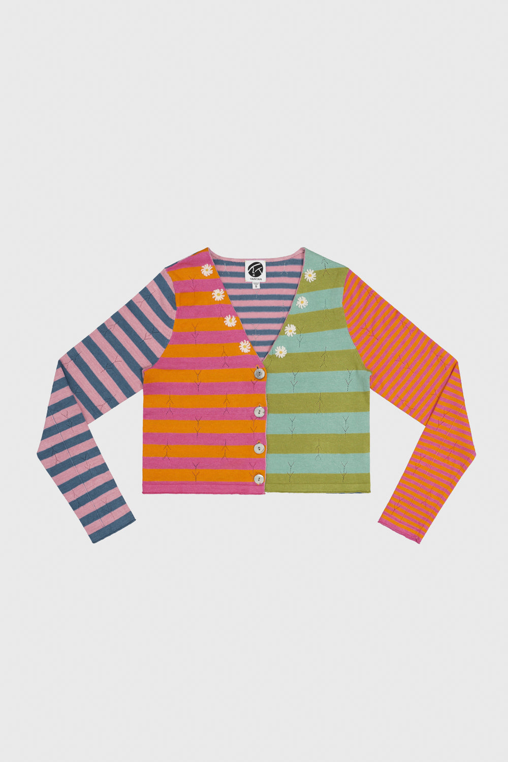 Daisy Linen Stripe V-Neck Cardigan