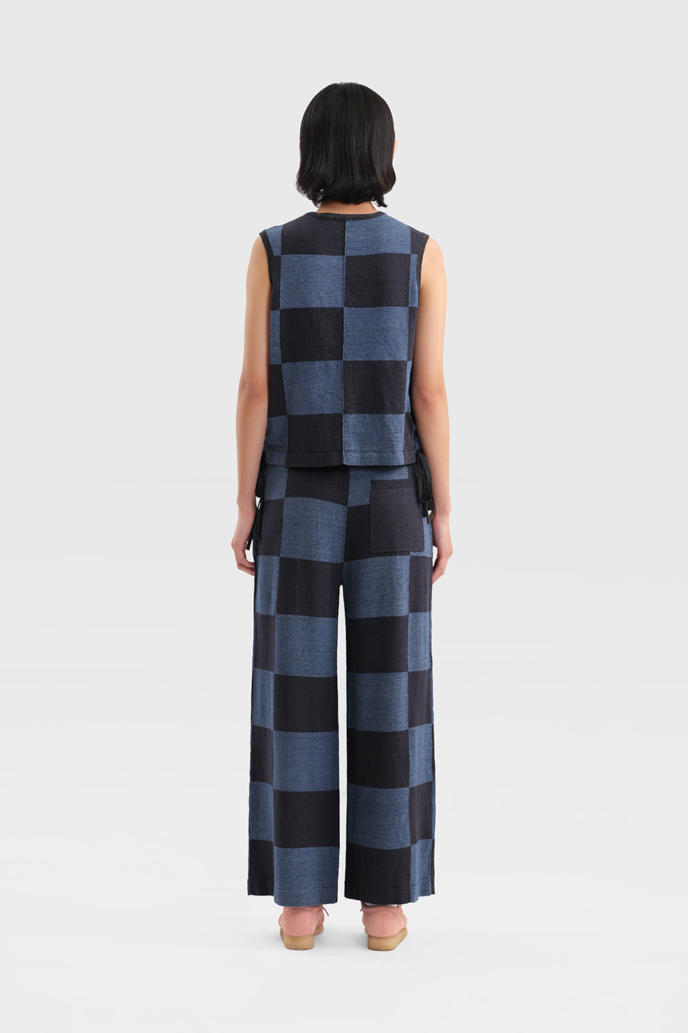 Daisy Linen Check Wide Leg Pant