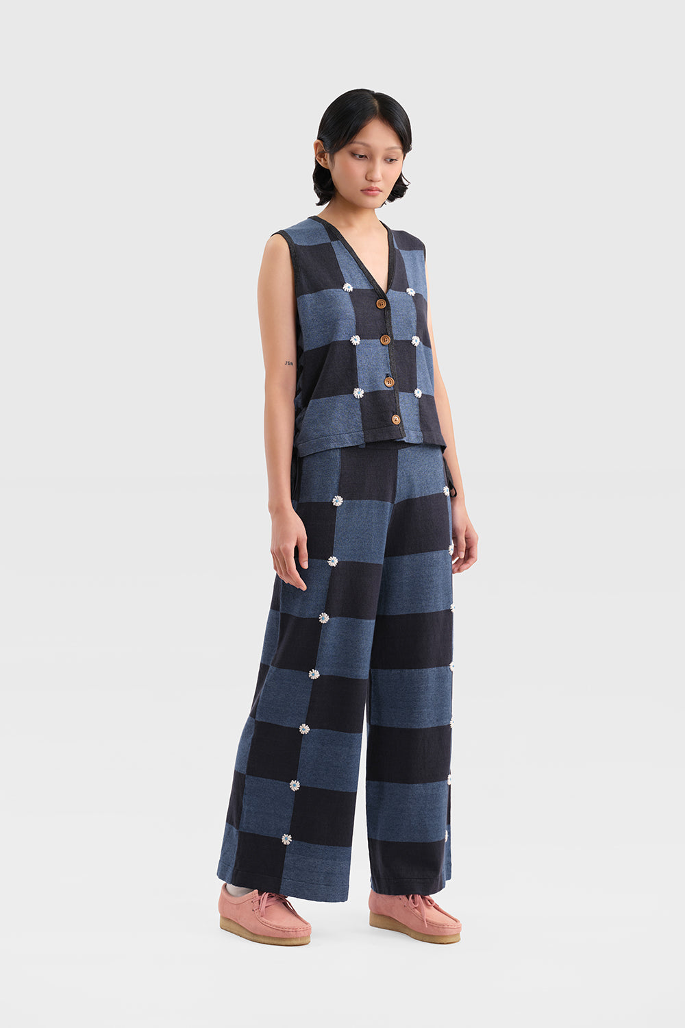 Daisy Linen Check Waistcoat