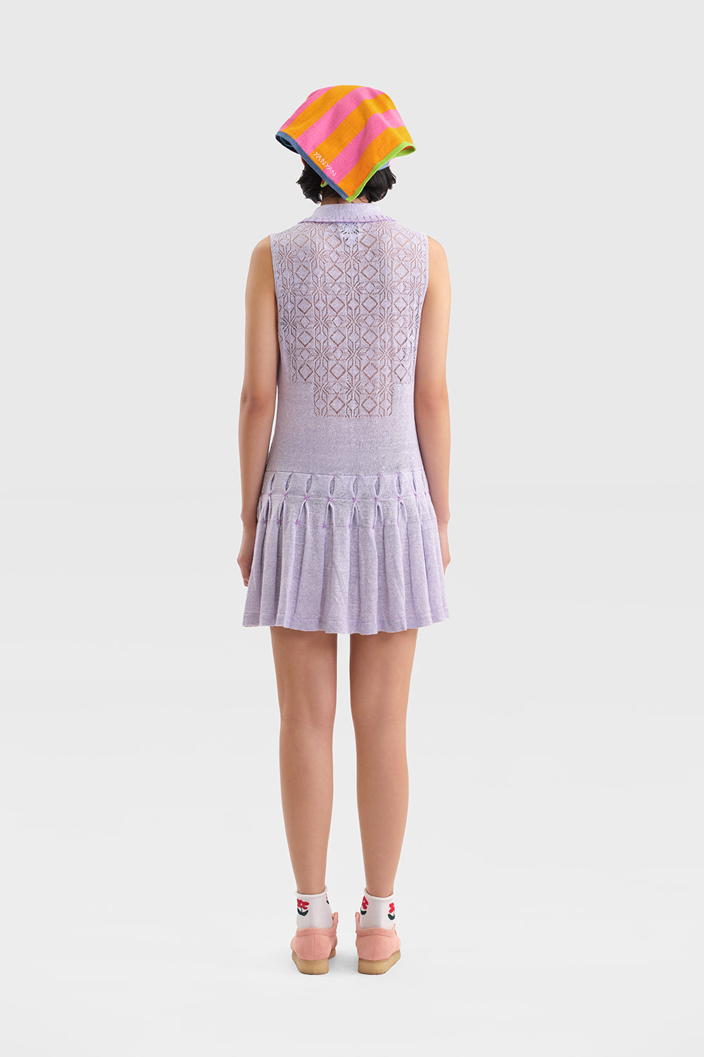 Snowflake Linen Sleeveless Polo Mini Dress