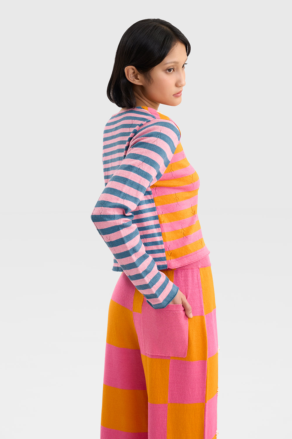 Daisy Linen Check Wide Leg Pant