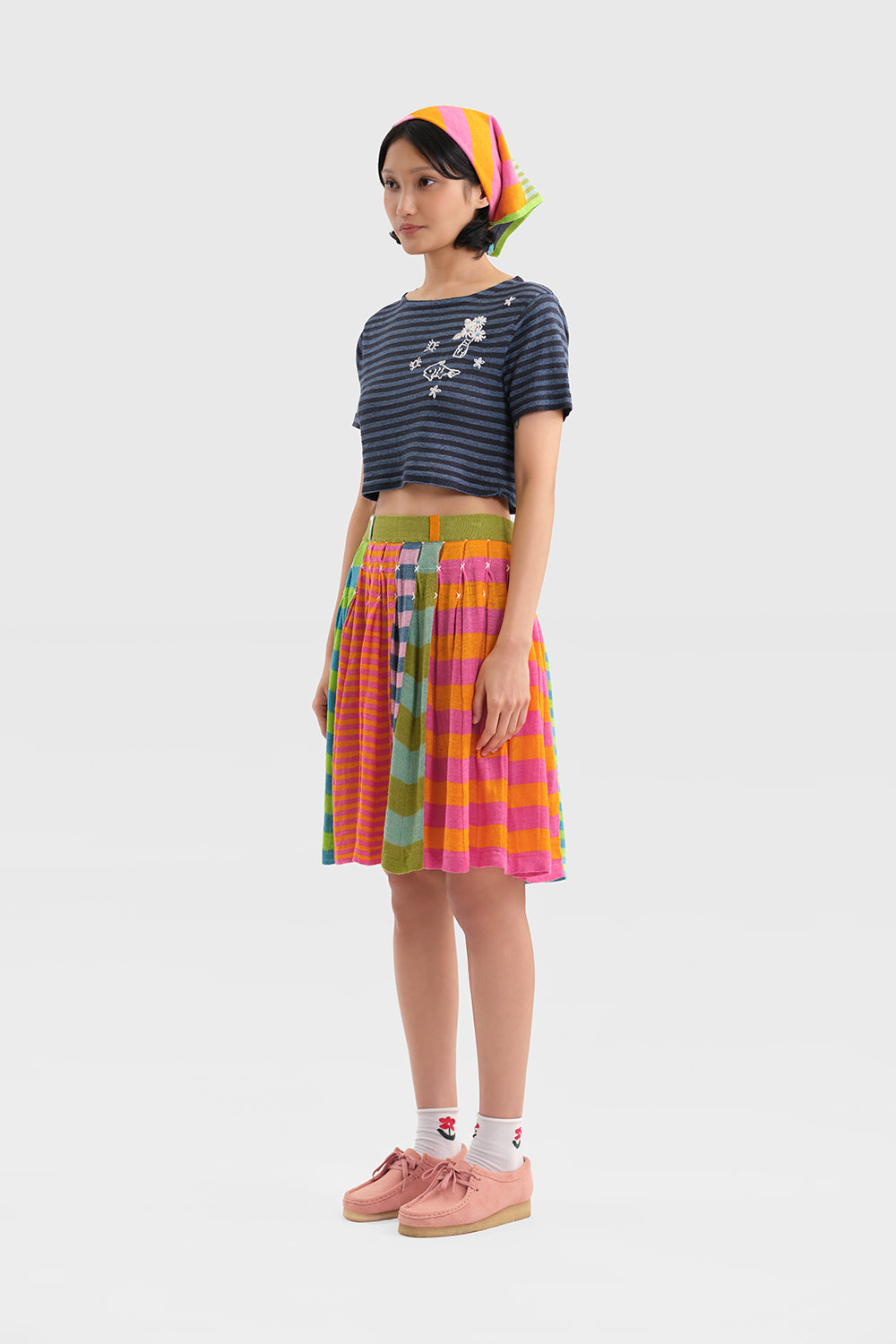 Daisy Linen Stripe Crop BB Tee