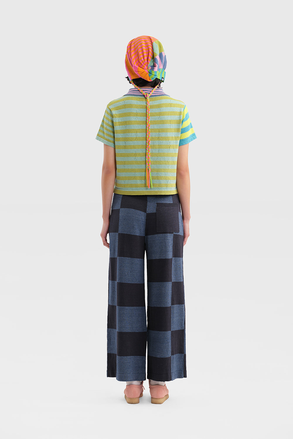 Daisy Linen Check Wide Leg Pant