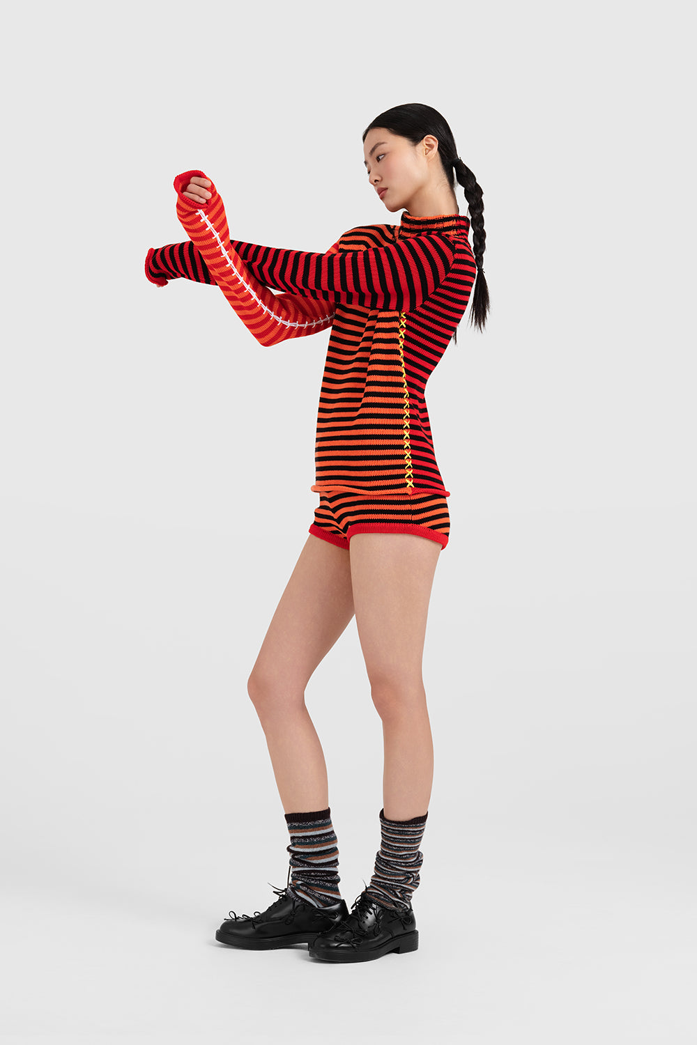Cotton Bao Stripe Turtleneck