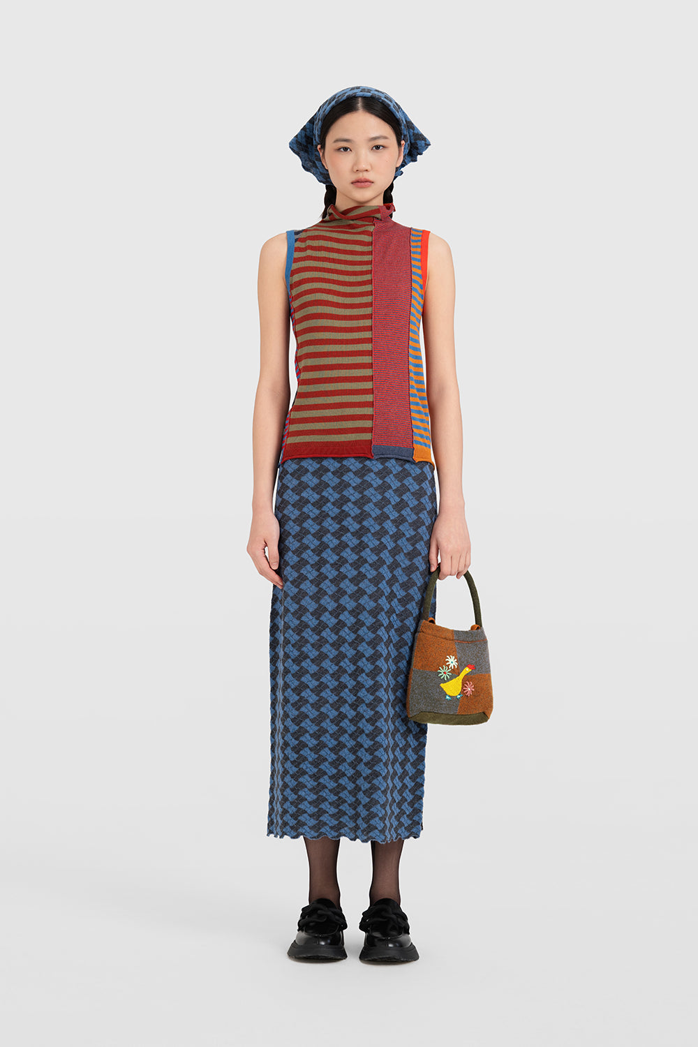 Mismatched Stripe Mockneck Tank