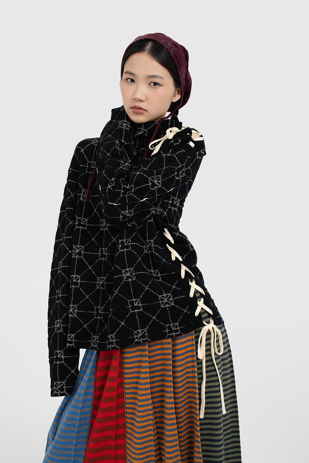 June Lace Up Funnel Neck Pullover