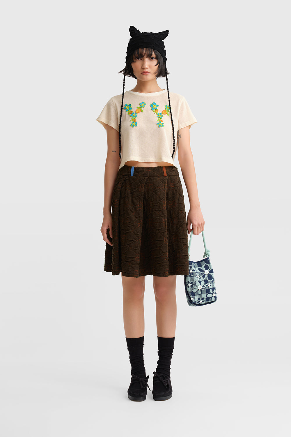 Floral "YY" Crop Mesh Tee (Yanniversary Limited Edition)