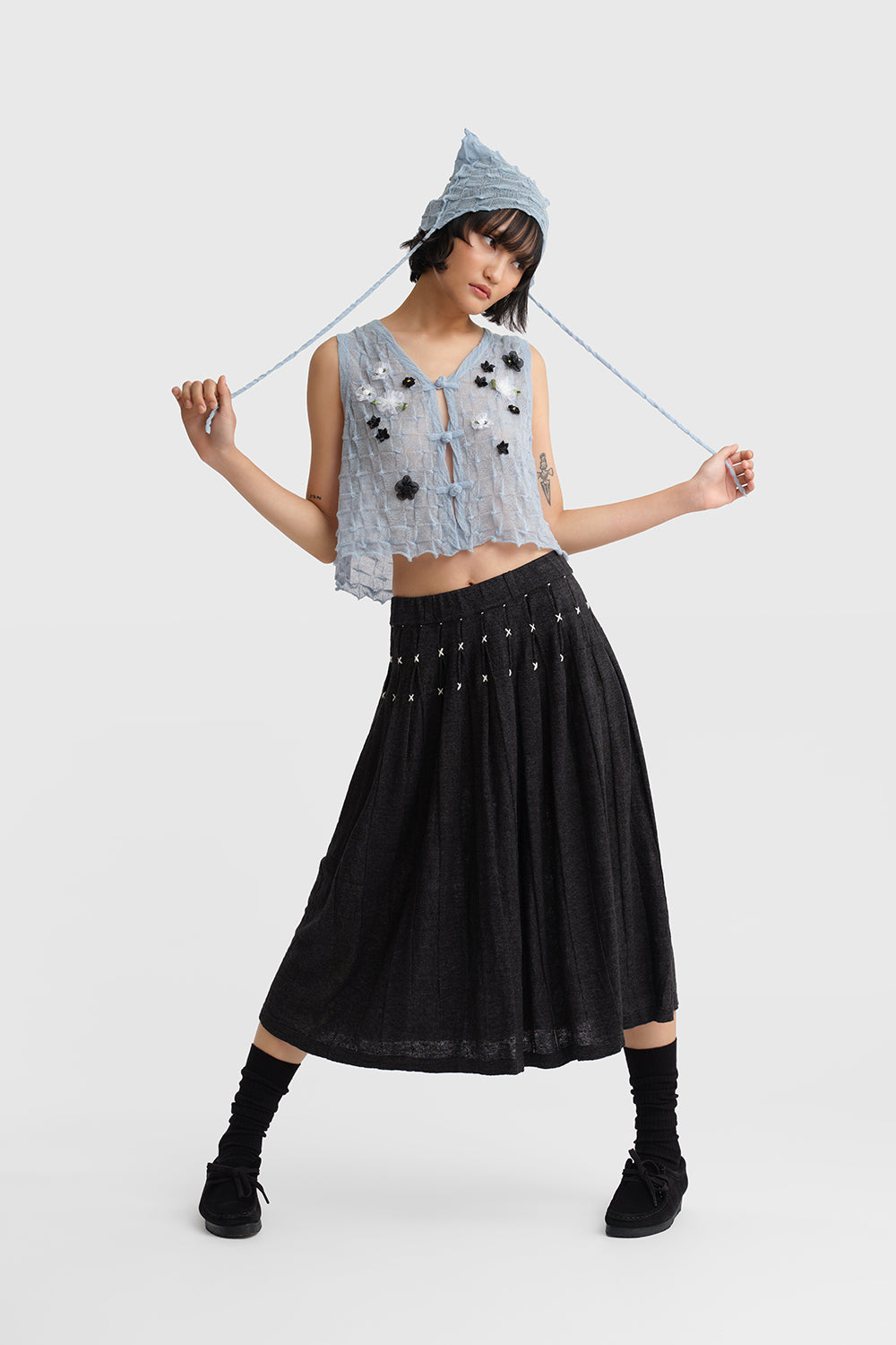Mabo Pleated Midi Skirt