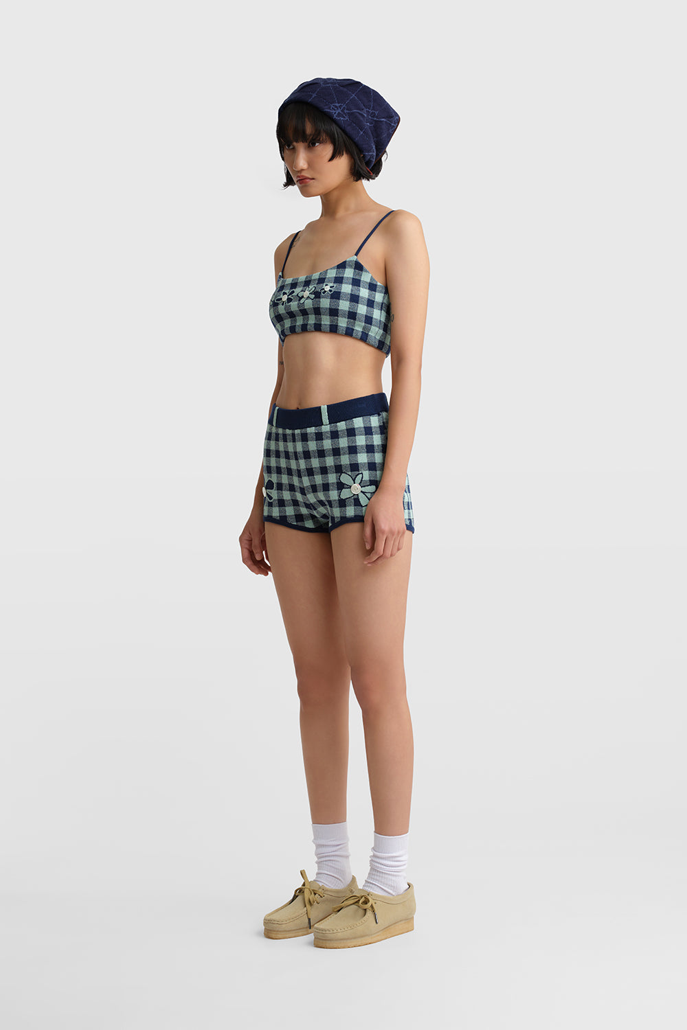 Gingham Flower Booty Short