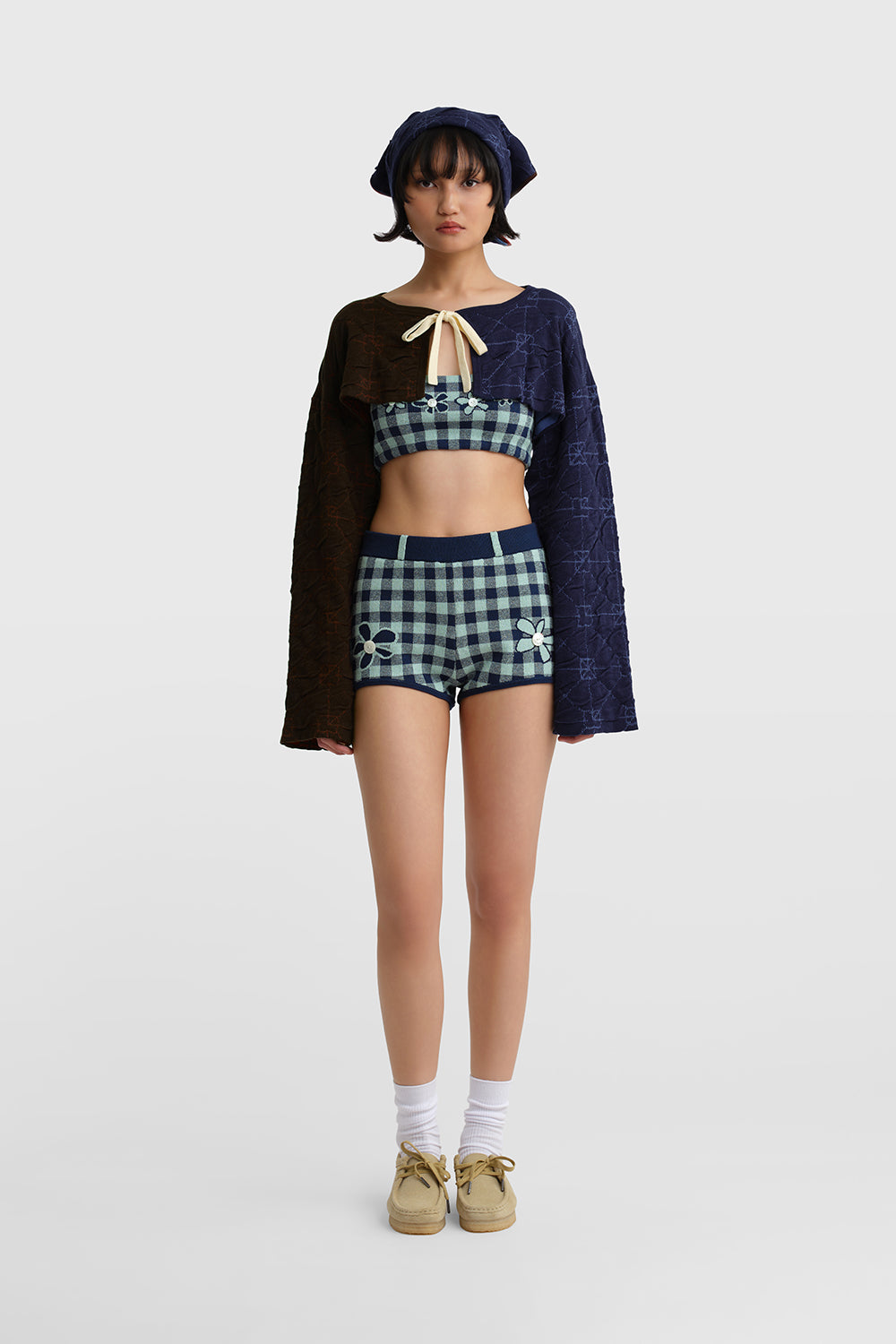 Gingham Flower Booty Short