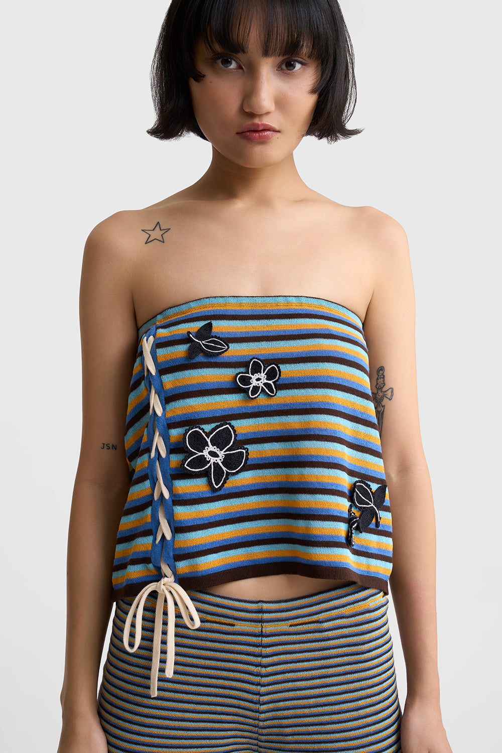 Romy Double Layer Lace Up Mini Skirt with Pant