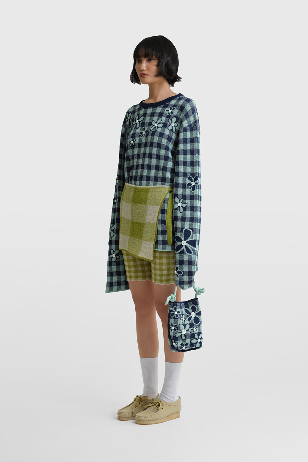 Gingham Bike Short with Apron Set