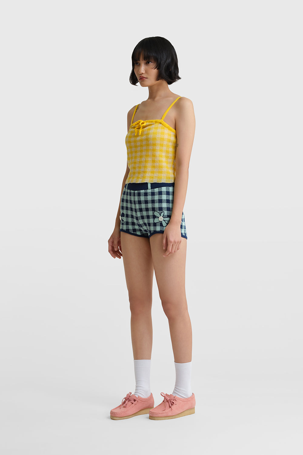 Gingham Flower Booty Short