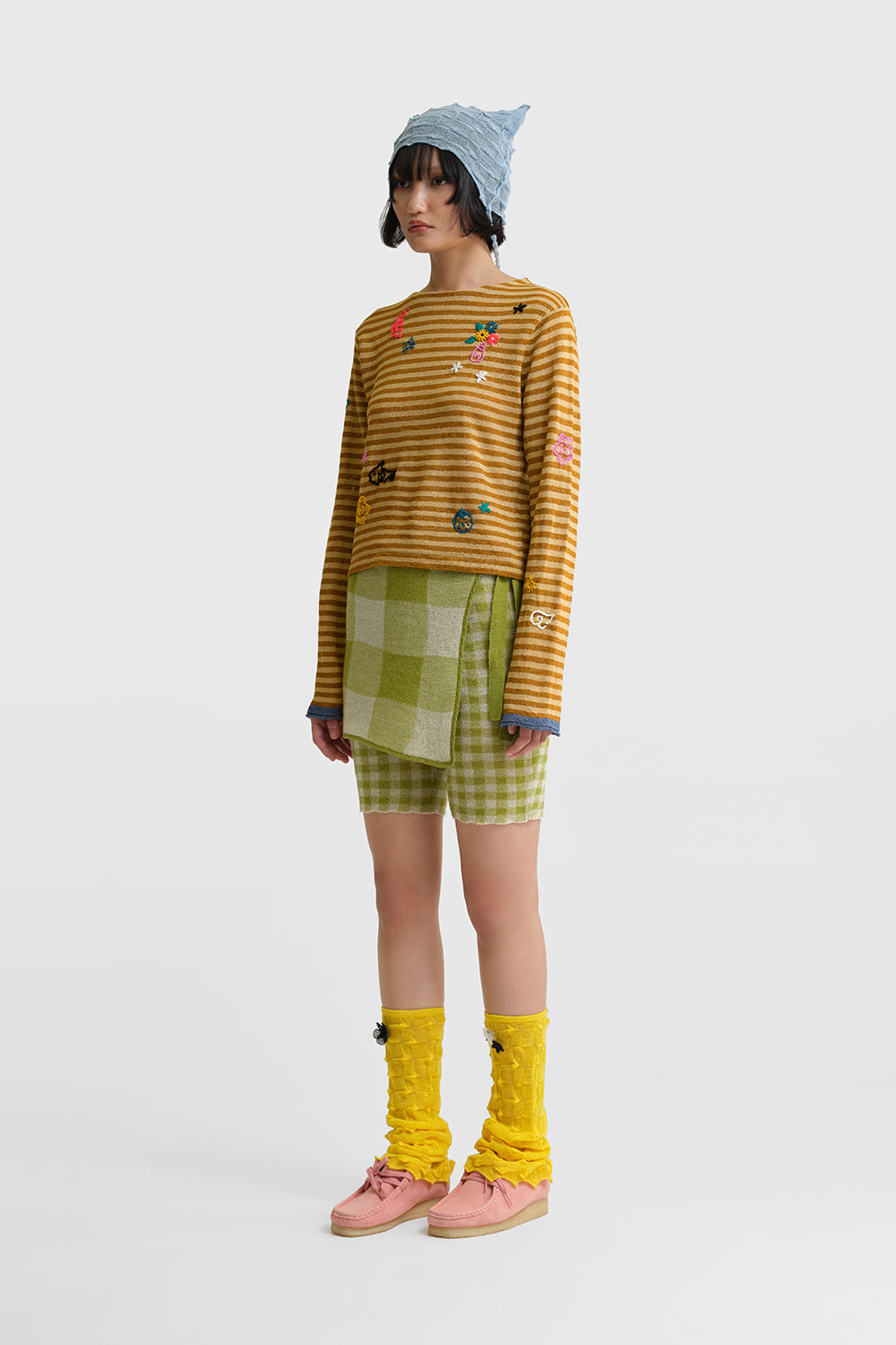Gingham Bike Short with Apron Set