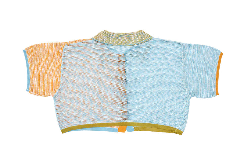Netty Crop Wide Shirt in Sky/Citrus Cotton Cord