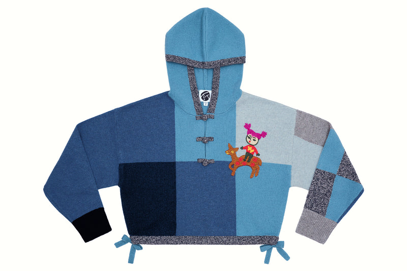 **NEW FALL COLORWAY!!** Checked Hoody in Denim Lambswool