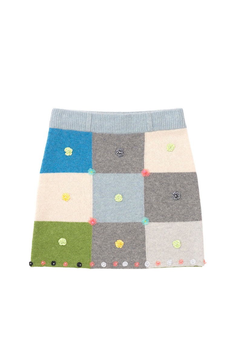 *2 COLORWAYS* Checked Mini Skirt in Strawberry Lambswool and in Blue/Green Lambswool