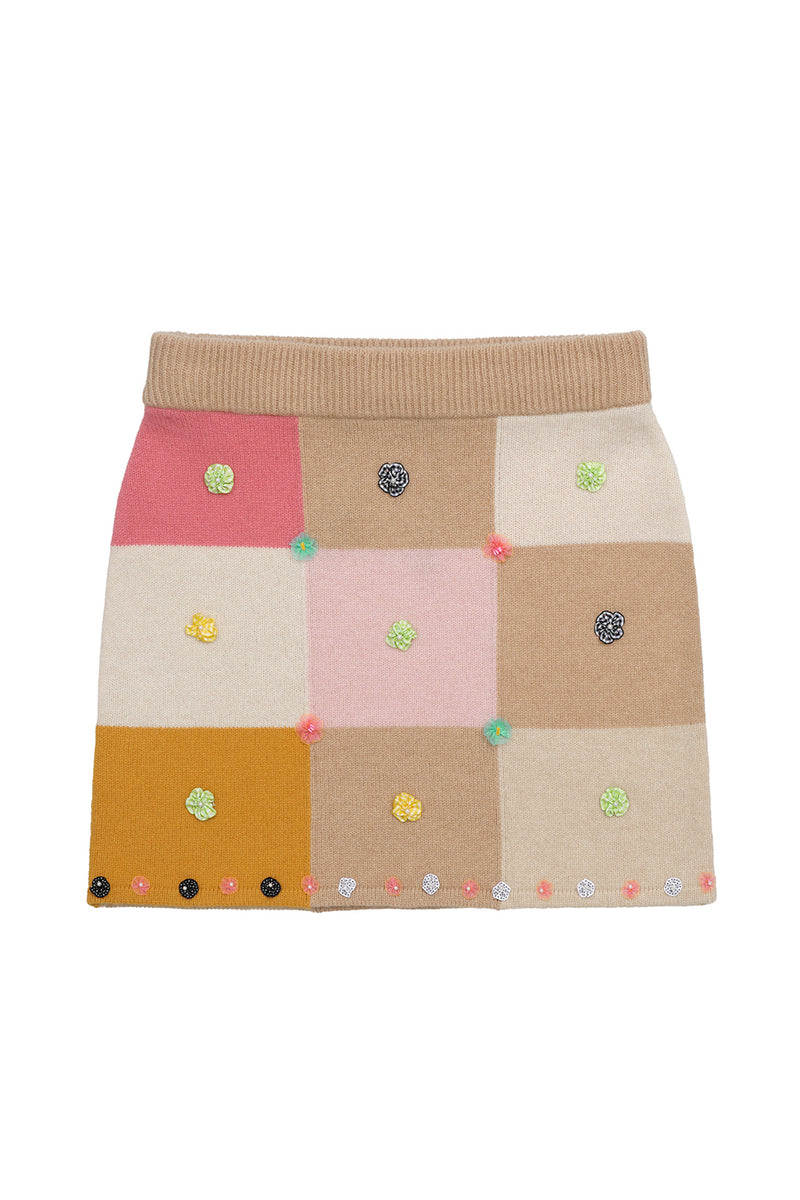 *2 COLORWAYS* Checked Mini Skirt in Strawberry Lambswool and in Blue/Green Lambswool