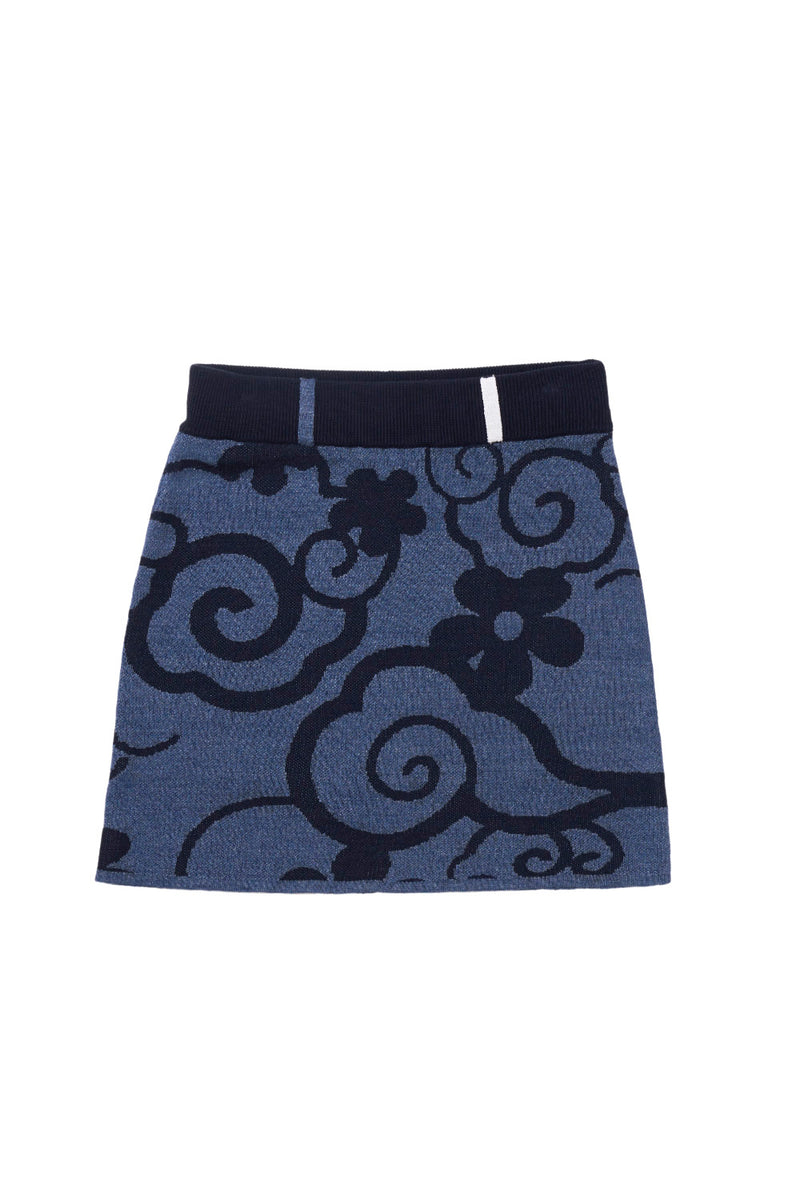 Fafa Mini Skirt in Indigo Linen Jacquard
