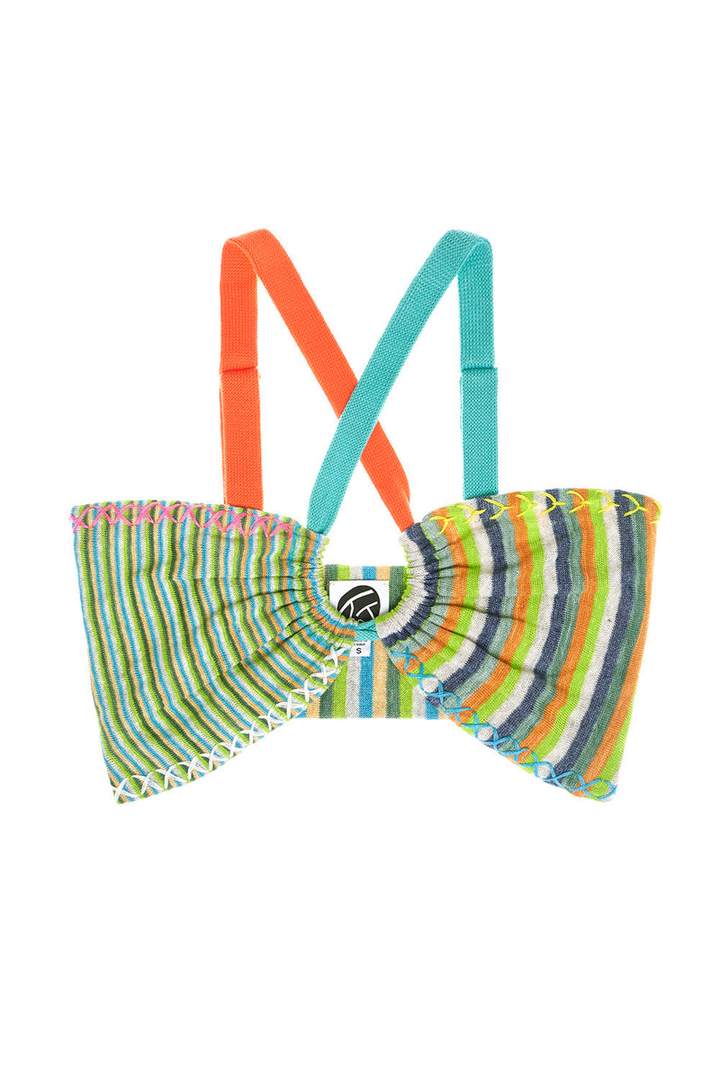 Mabo (Linen) Bralette in Lime/Sunset Spacedye Stripe