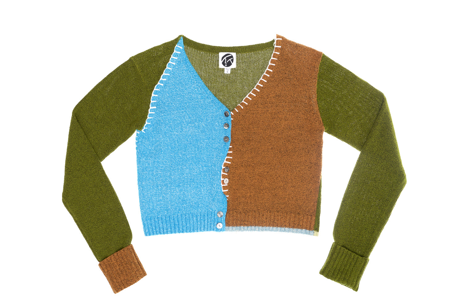 Tweedle Colorblock Extra Long Sleeve Crop Cardigan