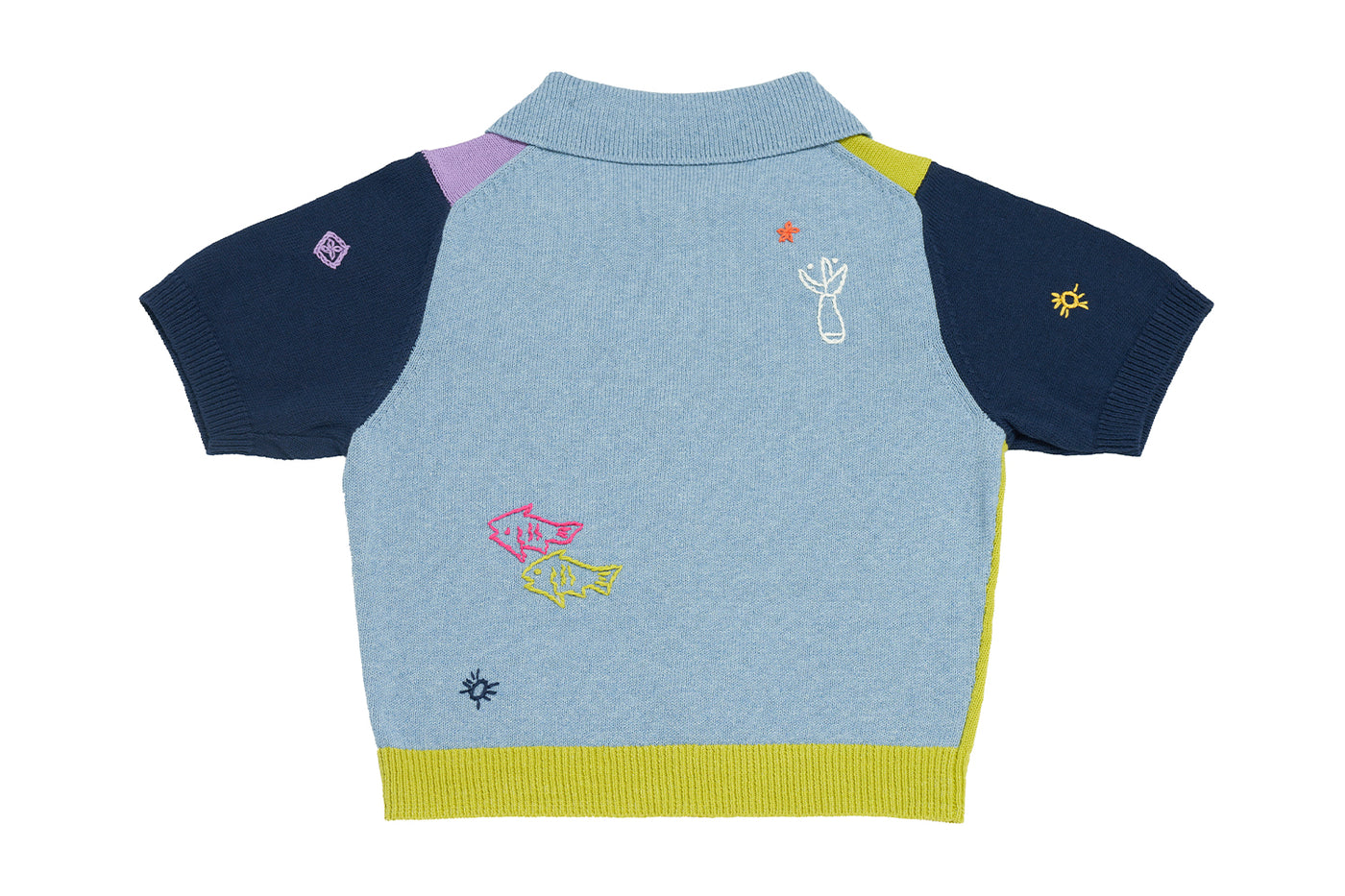 Curious Short Sleeve Cardigan in Sprout/Lilac Cotton – YanYan