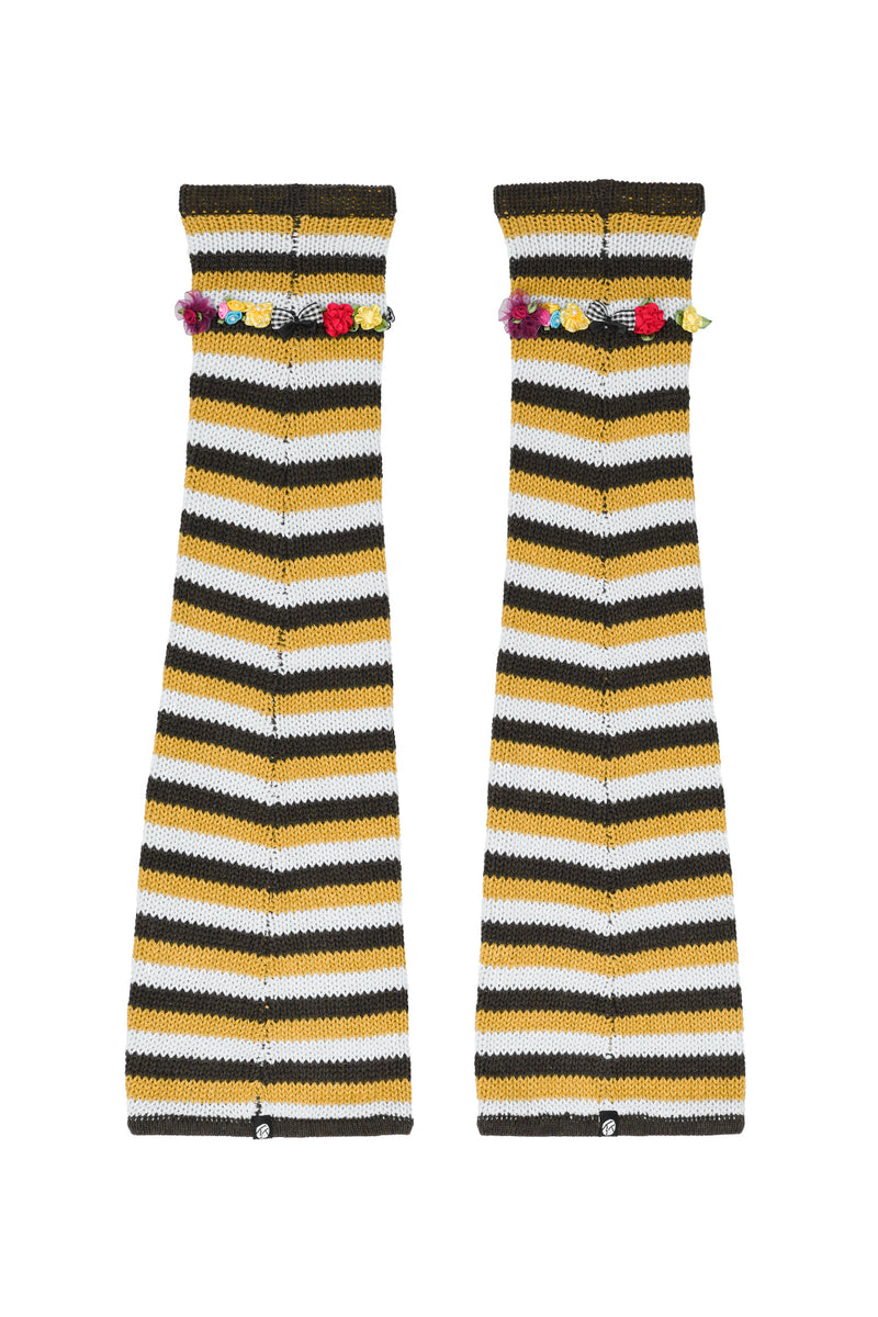 Cotton-Stripe Legwarmers in Multistripe Chunky Cotton