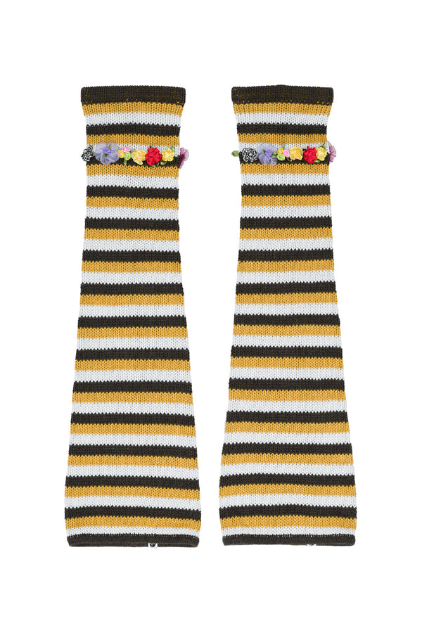 Cotton-Stripe Legwarmers in Multistripe Chunky Cotton